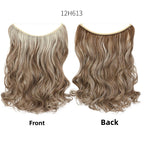 Seamless Fish Line Hair Extension Curly Synthetic Wig